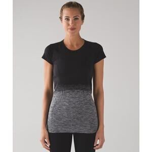 Lululemon Swiftly Tech Short Sleeve Crew Neck Seamless Top Black White Fade 8